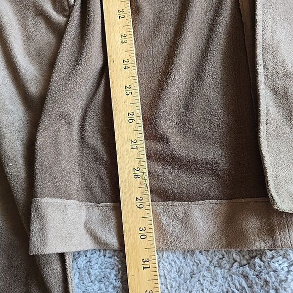 Chico’s Duster Jacket Size 4 Open Front Faux Suede Brown Open Blazer XXL 20/22 - Picture 6 of 8